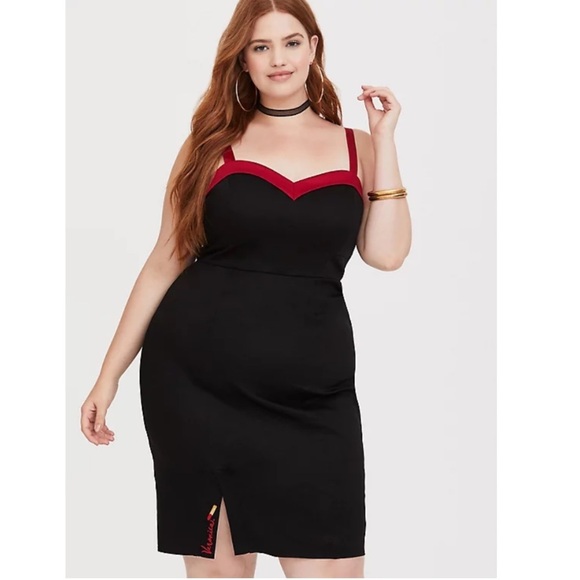 NWOT TORRID BETTY & VERONICA - BLACK & RED LIPSTICK BODYCON BUSTIER DRESS - Picture 1 of 5